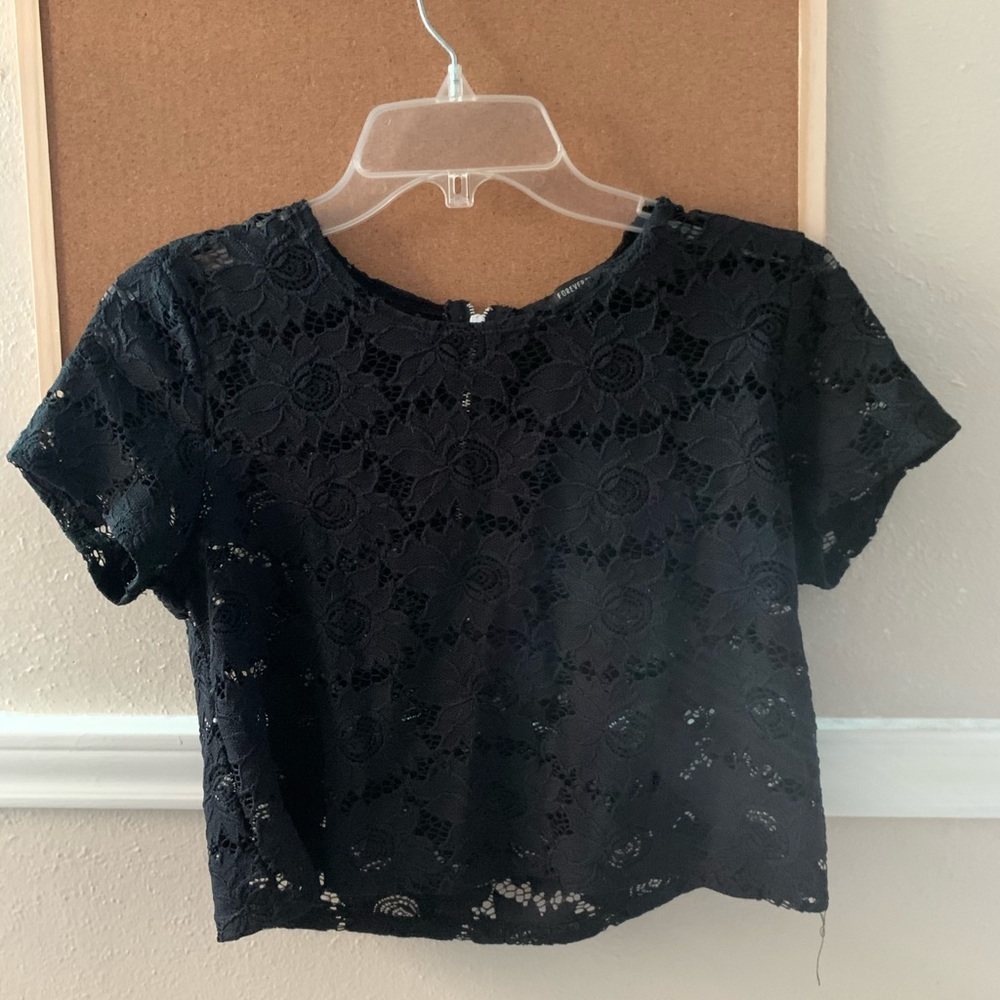 Transparent flower printed crop top🌸